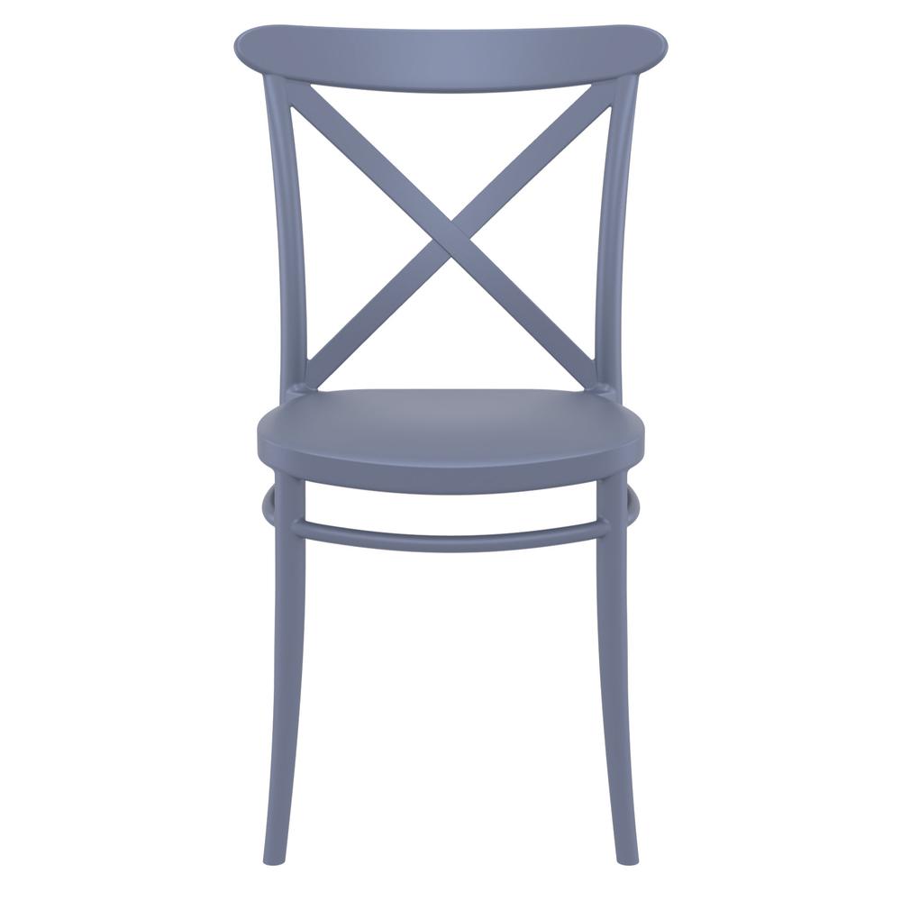 Cross Resin Outdoor Chair Dark Gray, Set of 2. Picture 3