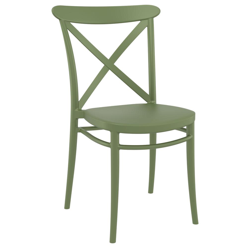 Cross Resin Outdoor Chair Olive Green, Set of 2. Picture 1