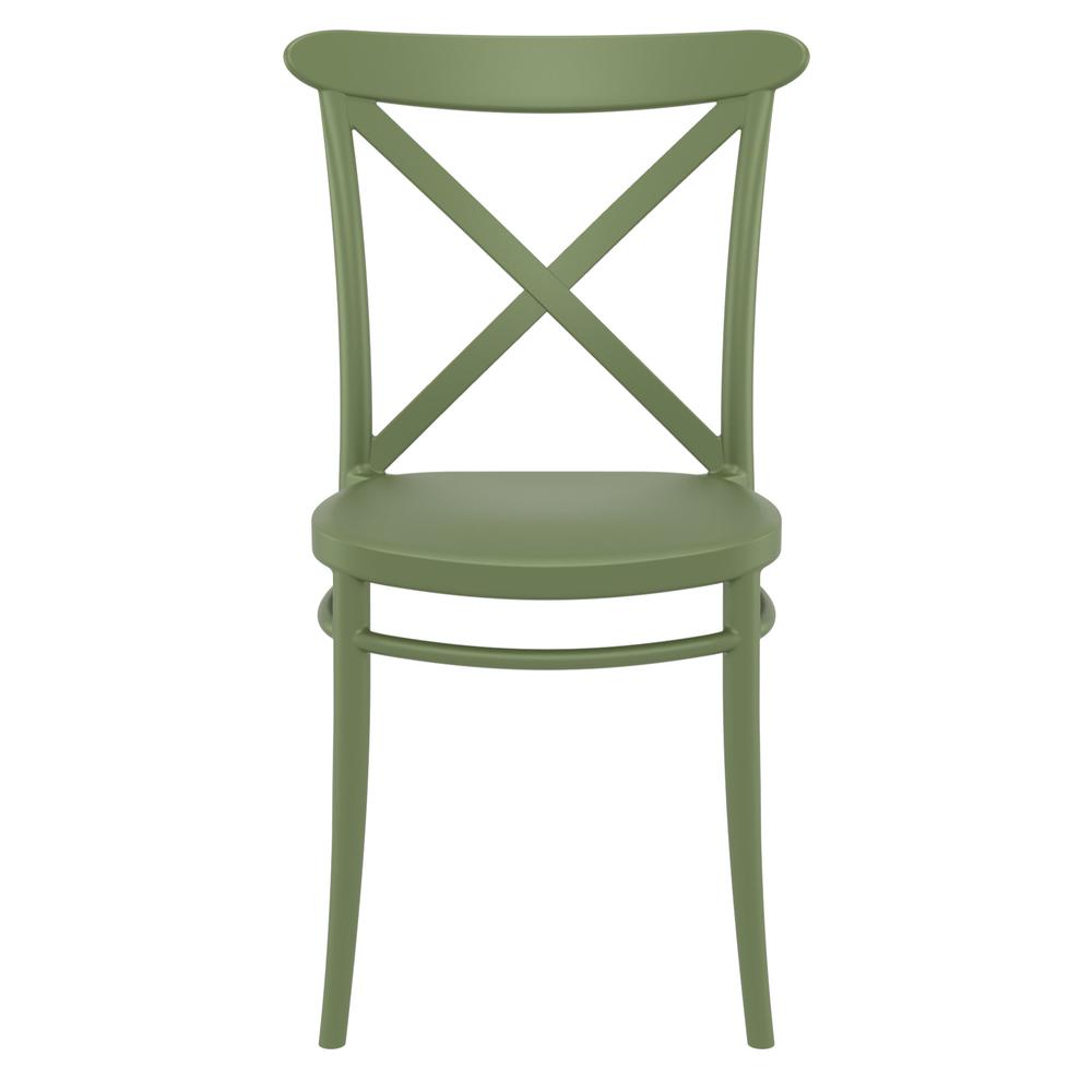 Cross Resin Outdoor Chair Olive Green, Set of 2. Picture 3