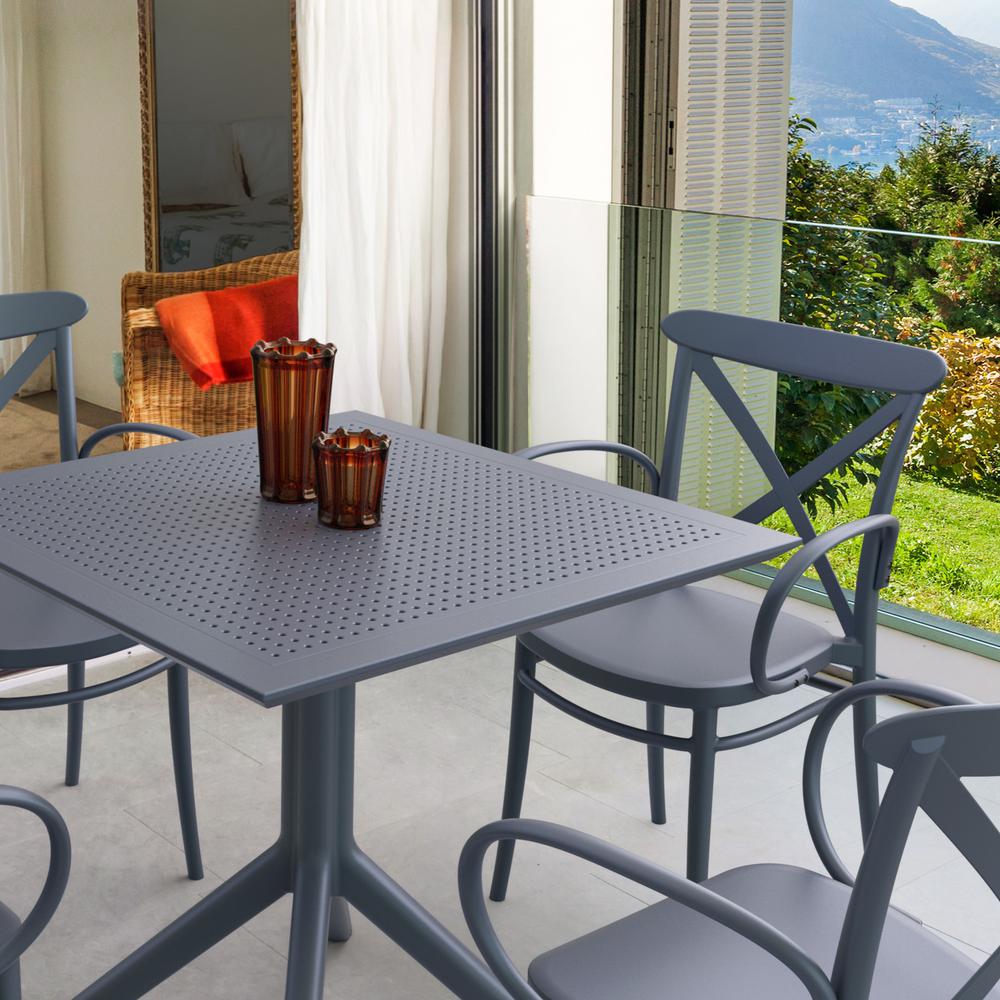 Cross XL Patio Dining Set with 4 Chairs Dark Gray. Picture 2