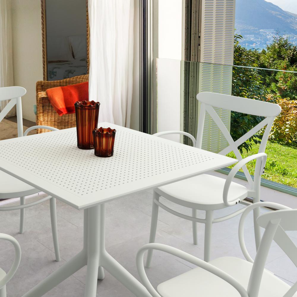 Cross XL Patio Dining Set with 4 Chairs White. Picture 2