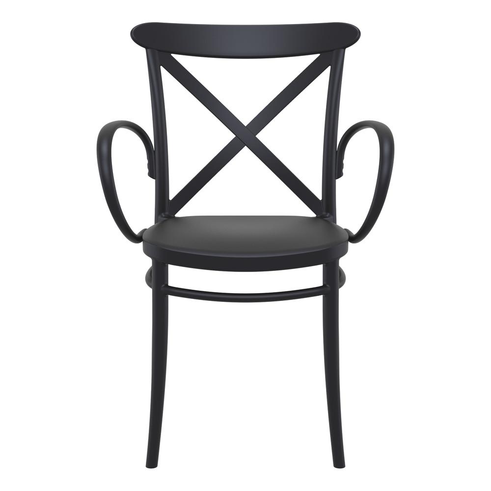 Cross XL Resin Outdoor Arm Chair Black, Set of 2. Picture 3