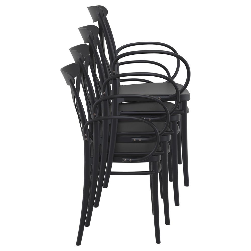 Cross XL Resin Outdoor Arm Chair Black, Set of 2. Picture 6