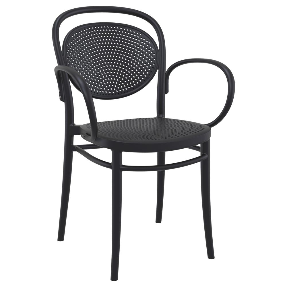 Marcel XL Resin Outdoor Arm Chair Black, Set of 2. Picture 1