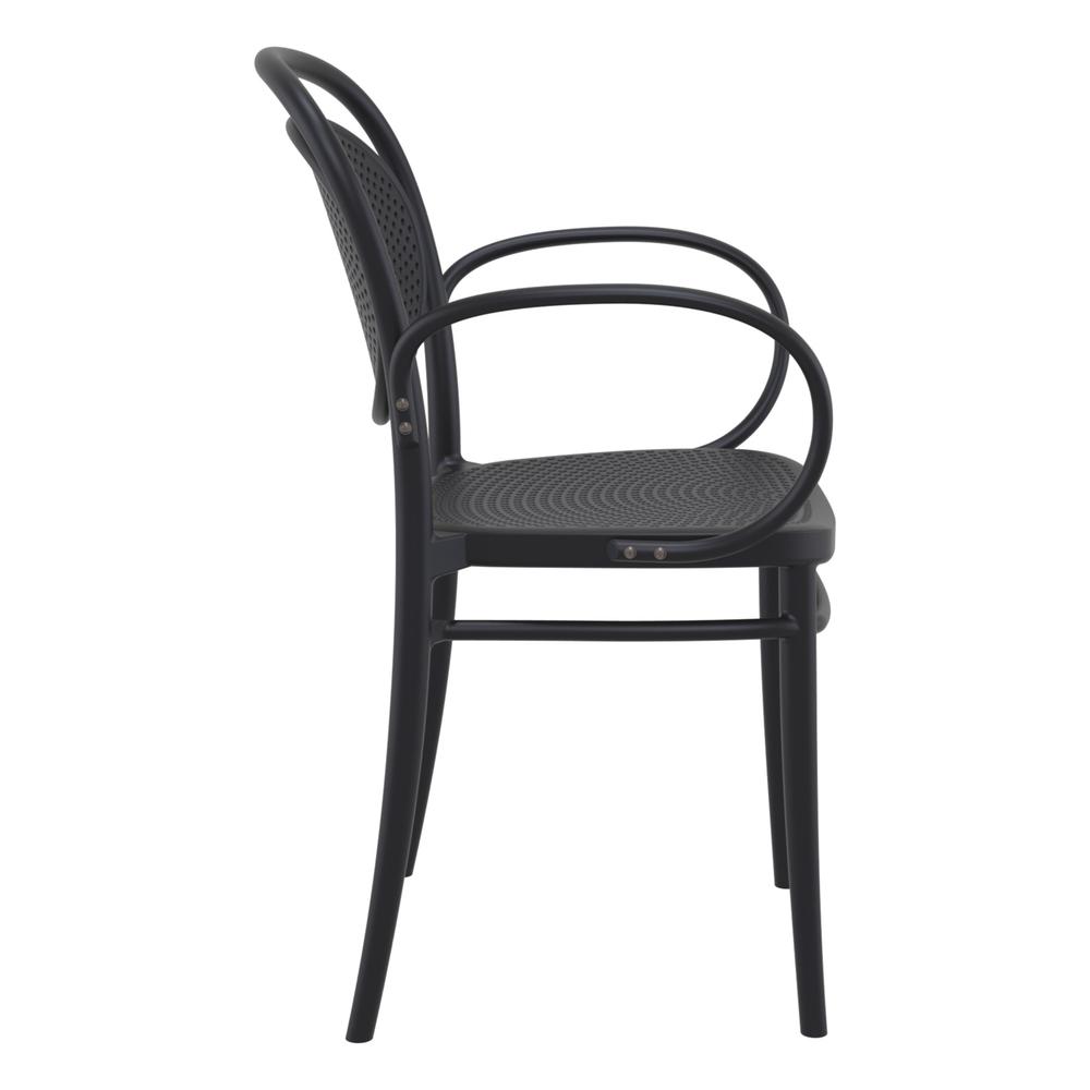 Marcel XL Resin Outdoor Arm Chair Black, Set of 2. Picture 4