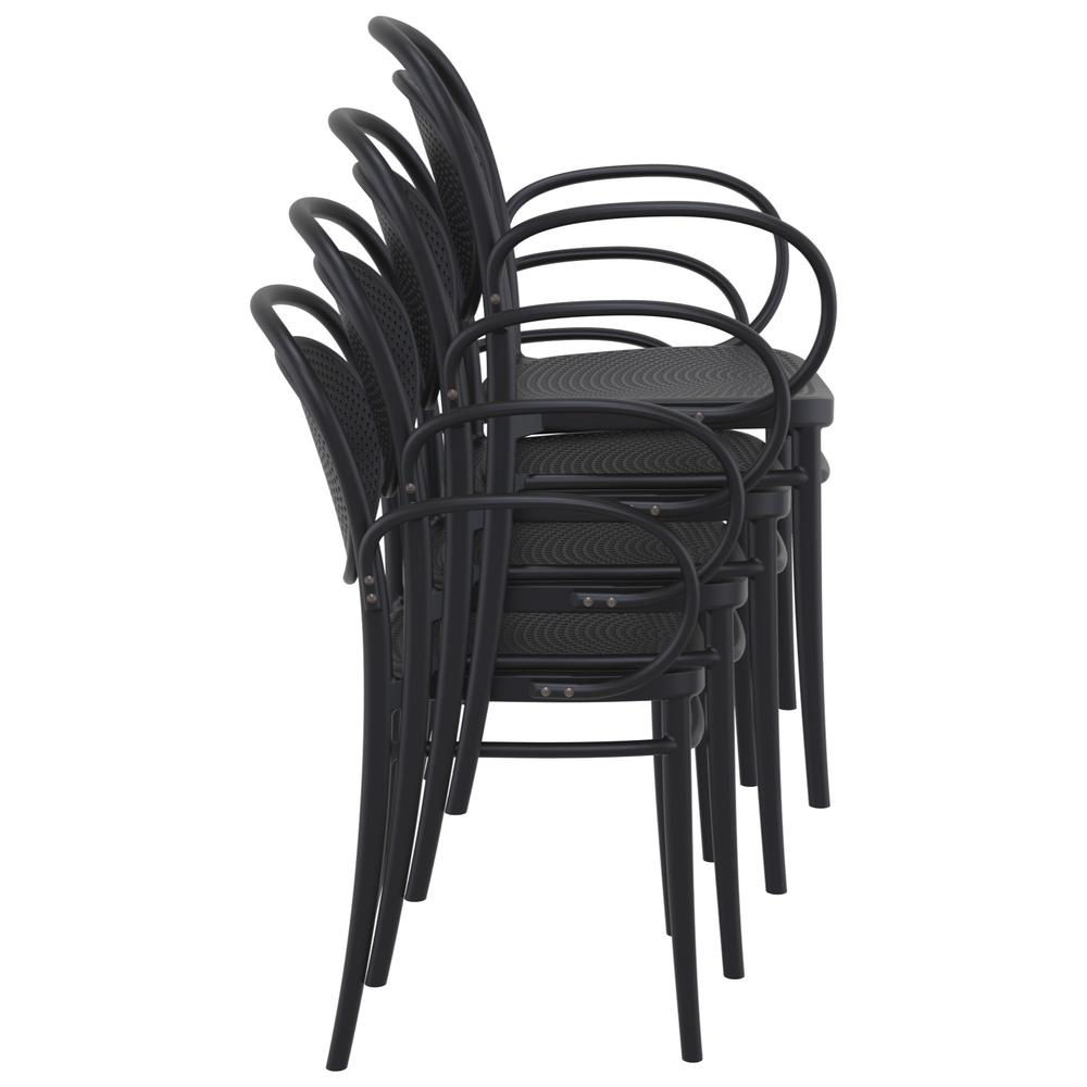 Marcel XL Resin Outdoor Arm Chair Black, Set of 2. Picture 6