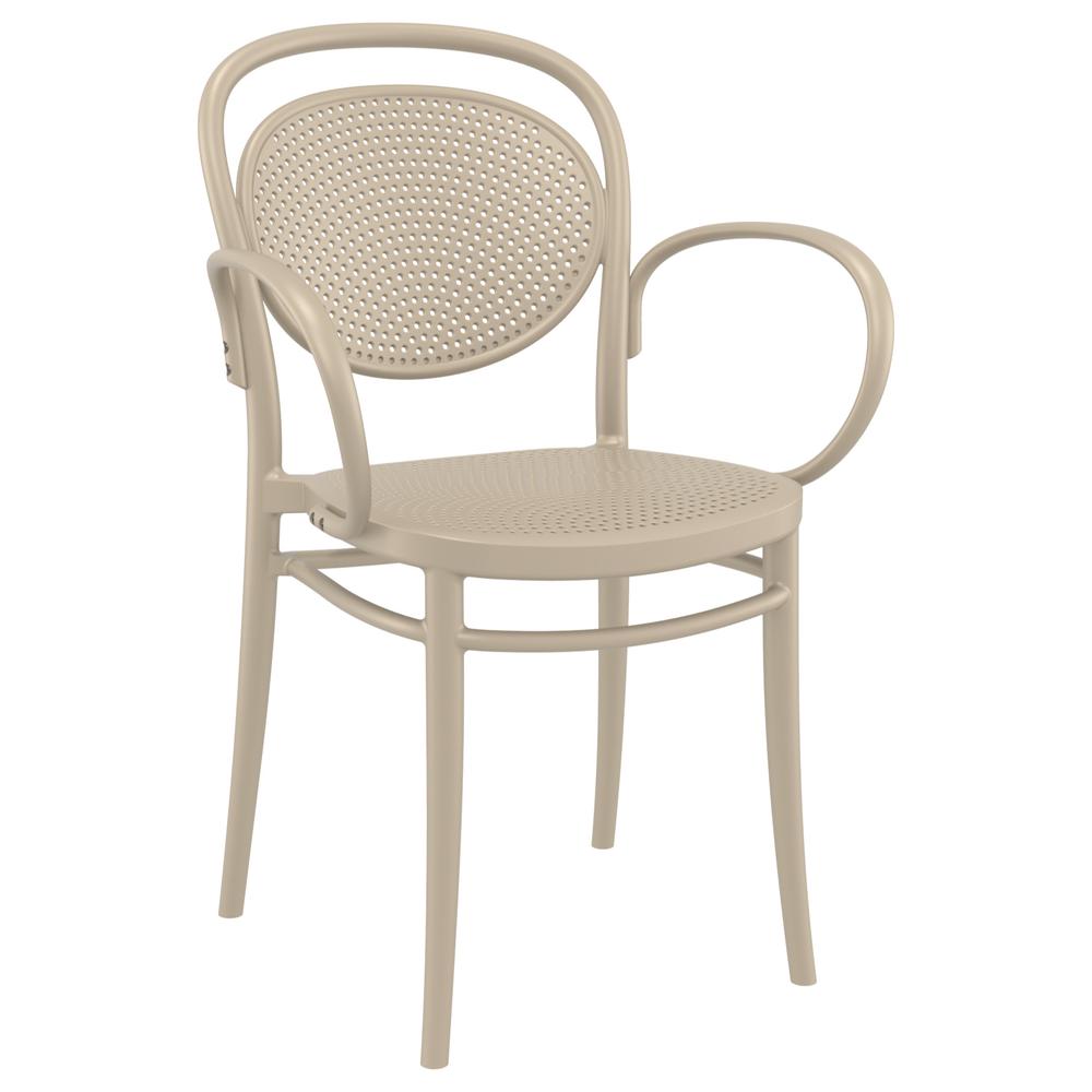 Marcel XL Resin Outdoor Arm Chair Taupe, Set of 2. Picture 1