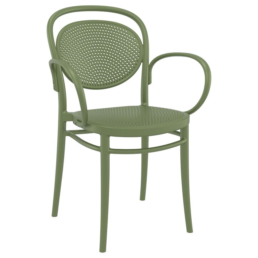 Marcel XL Resin Outdoor Arm Chair Olive Green, Set of 2. Picture 1