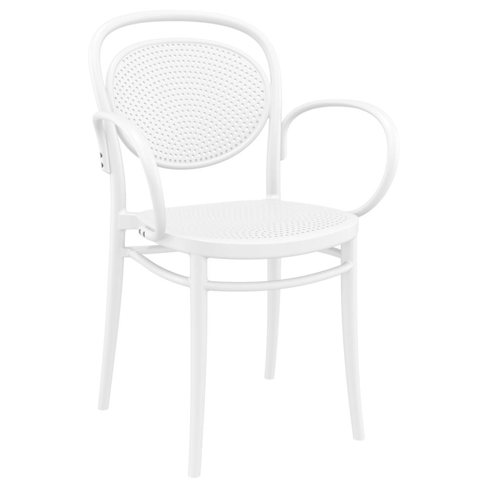Marcel XL Resin Outdoor Arm Chair White, Set of 2. Picture 1