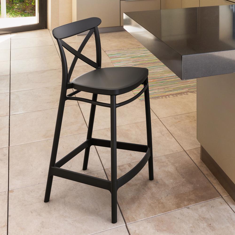 Cross Counter Stool Black, Set of 2. Picture 6