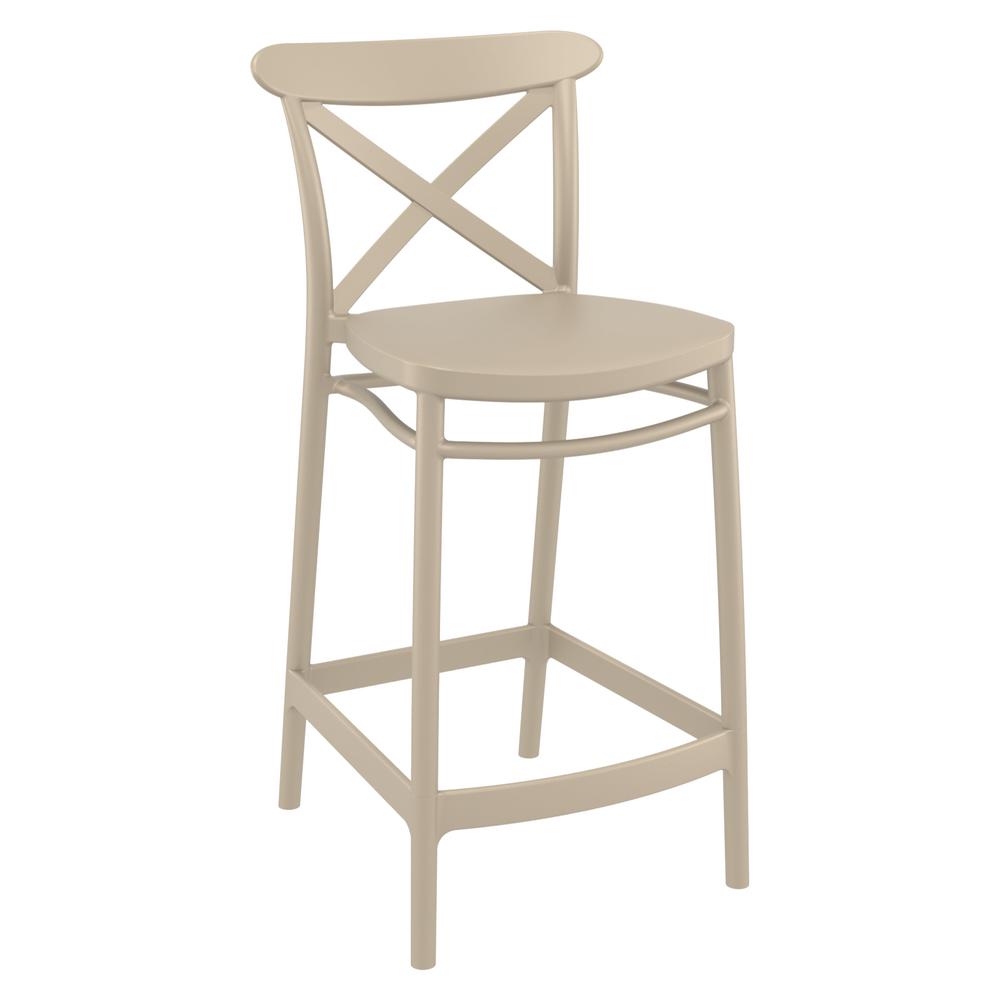 Cross Counter Stool Taupe, Set of 2. Picture 1