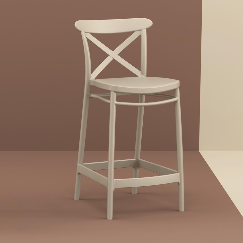 Cross Counter Stool Taupe, Set of 2. Picture 6