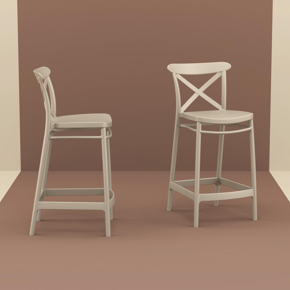 Cross Counter Stool Taupe, Set of 2. Picture 8