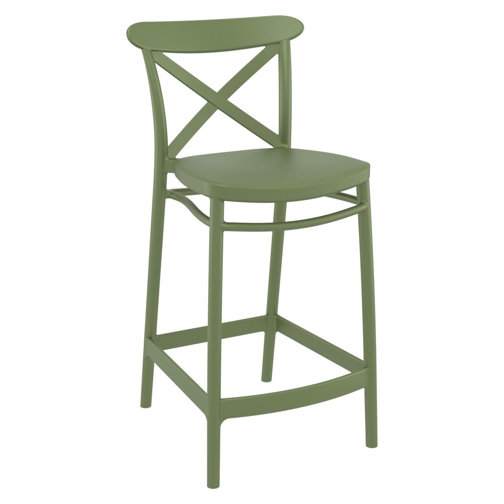 Cross Counter Stool Olive Green, Set of 2. Picture 1