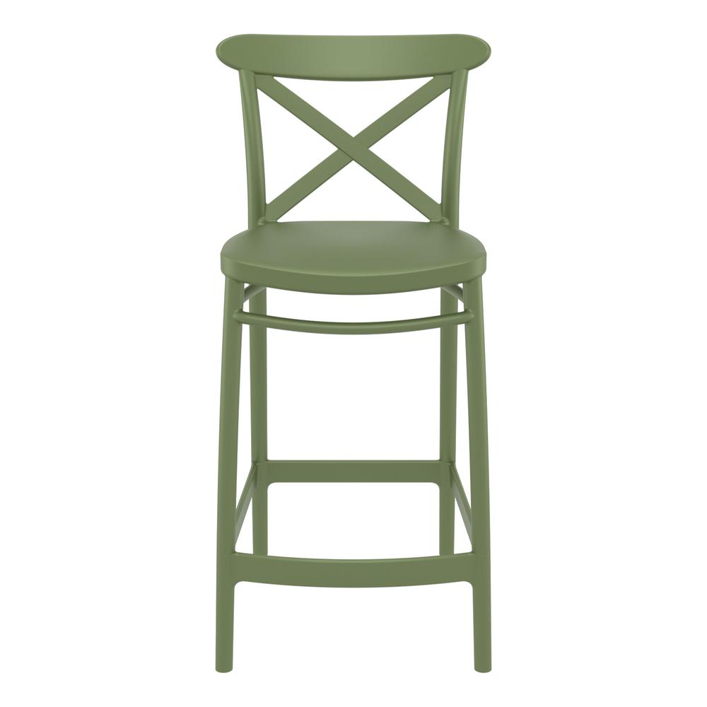 Cross Counter Stool Olive Green, Set of 2. Picture 3