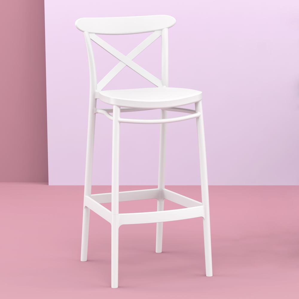 Cross Bar Stool White, Set of 2. Picture 6