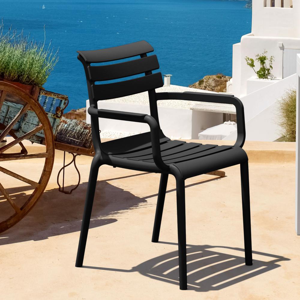 Paris Resin Outdoor Arm Chair Black. Picture 7