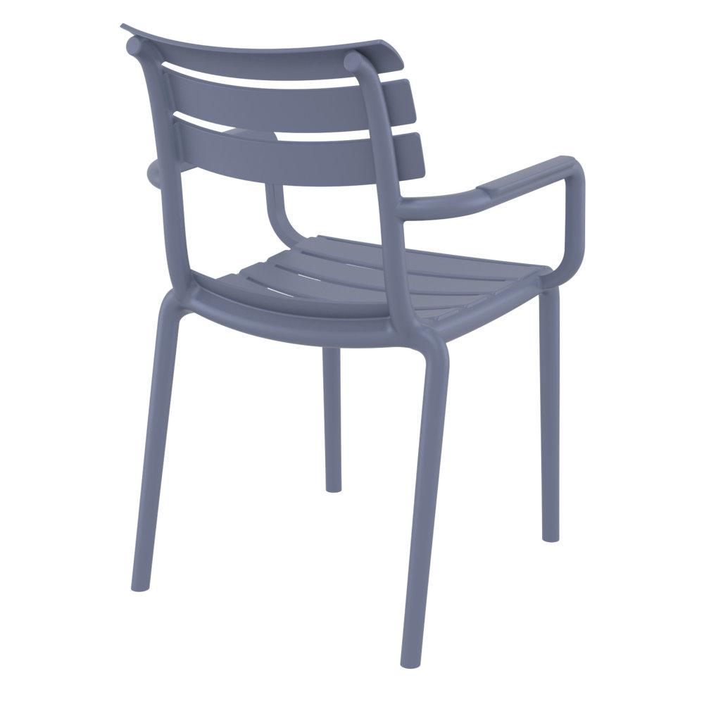 Paris Resin Outdoor Arm Chair Dark Gray. Picture 2