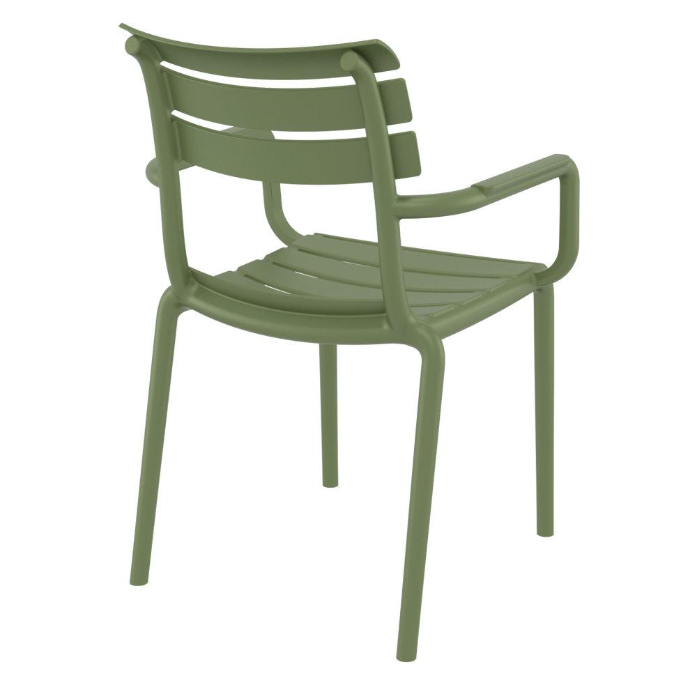 Paris Resin Outdoor Arm Chair Olive Green. Picture 2