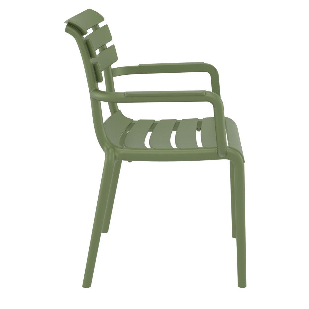 Paris Resin Outdoor Arm Chair Olive Green. Picture 3