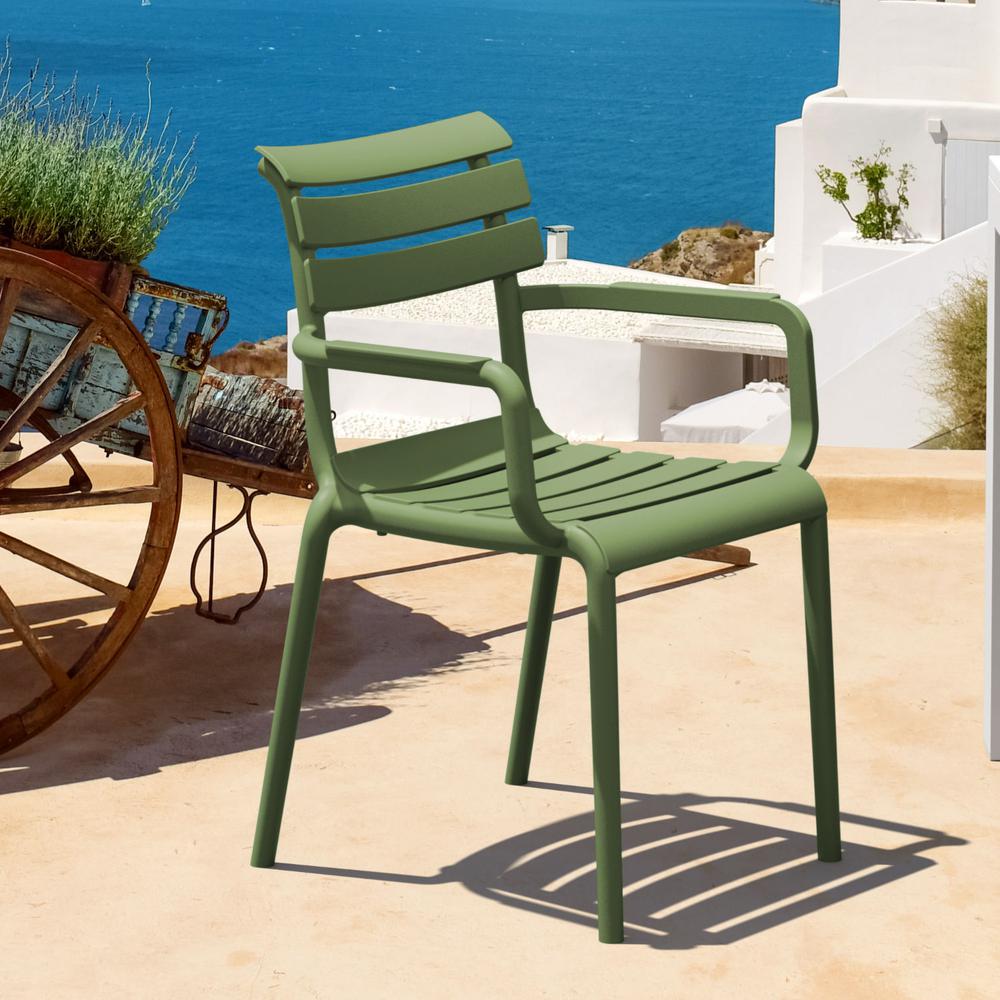 Paris Resin Outdoor Arm Chair Olive Green. Picture 6