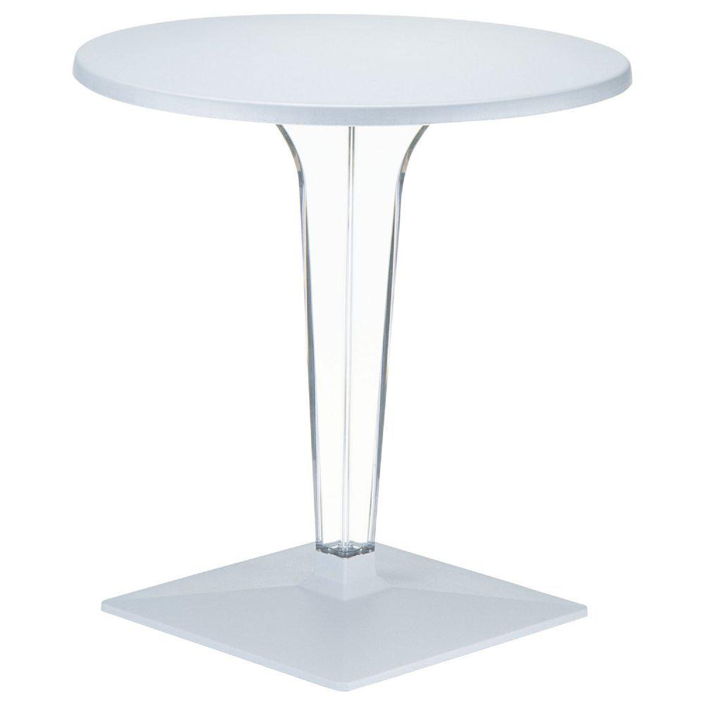 Ice Laminated Top Round Dining Table with Transparent Base 24 inch Silver. The main picture.