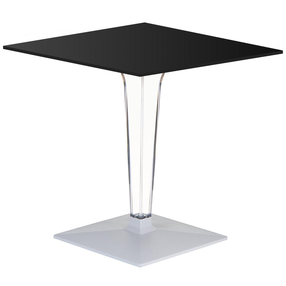 Ice HPL Top Square Table with Transparent Base 24 inch Black. Picture 1