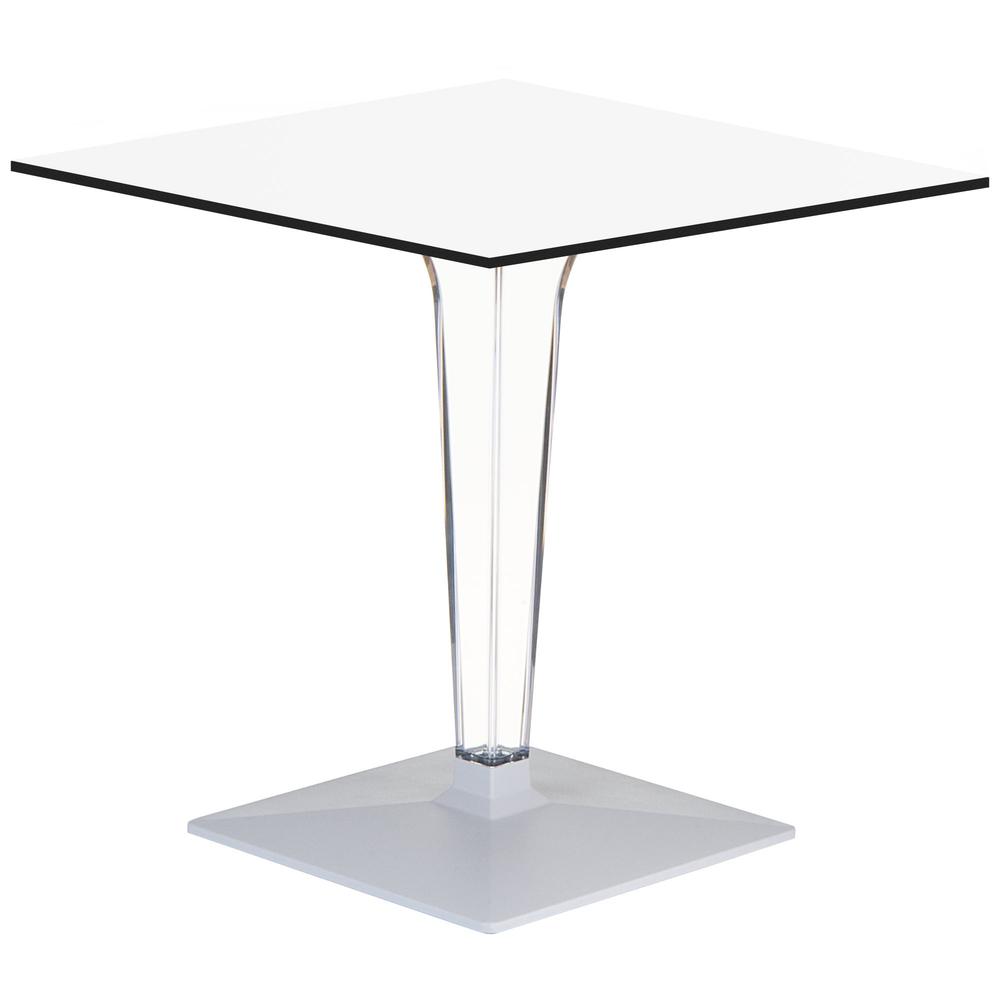 Ice HPL Top Square Table with Transparent Base 24 inch White. Picture 1
