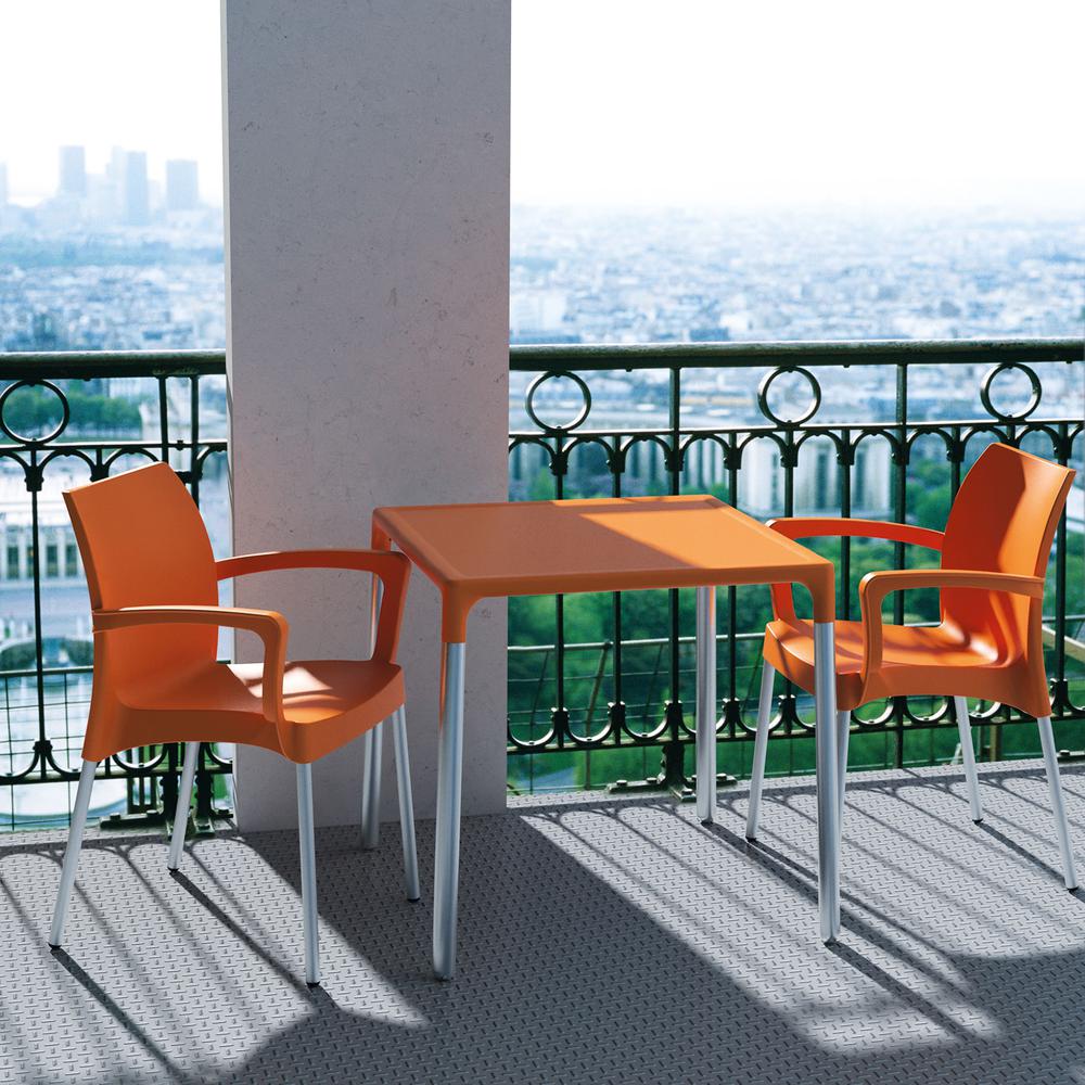 Square Outdoor Dining Table, 28 inch, Orange, Belen Kox. Picture 3