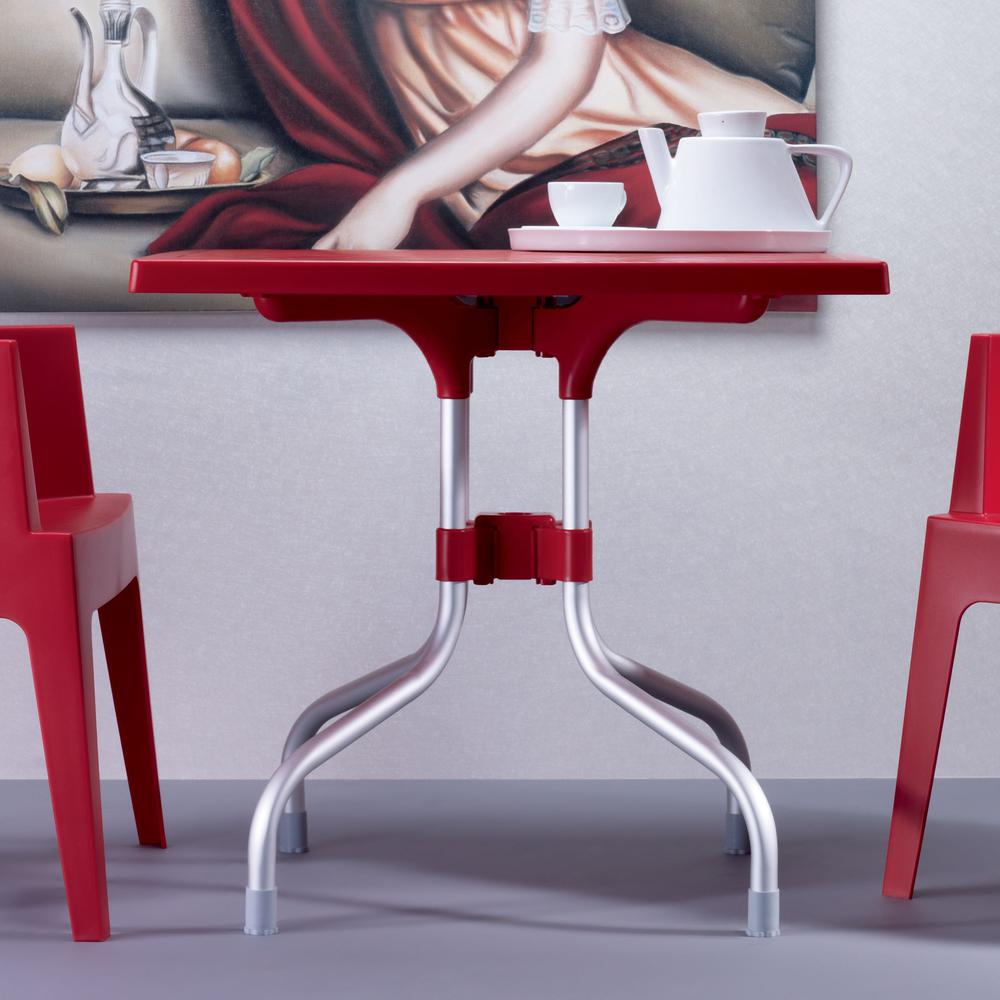 Forza Square Folding Table 31 inch Red. Picture 2