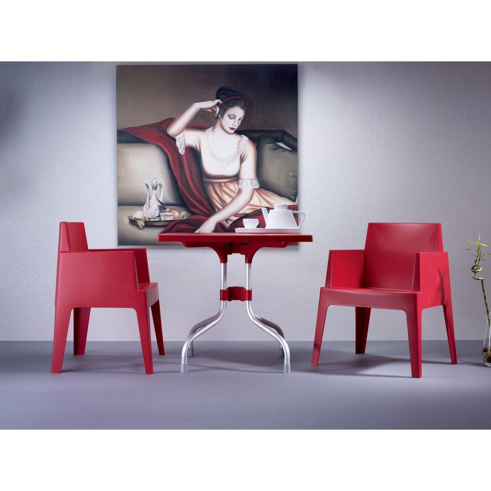 Forza Square Folding Table 31 inch Red. Picture 3