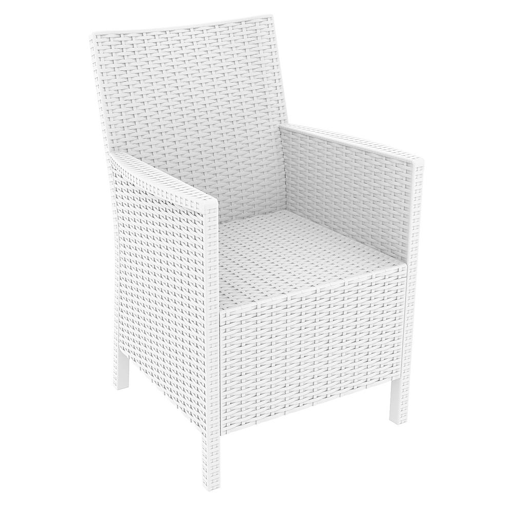 California Resin Wickerlook Chair White with Sunbrella Natural Cushion, Set of 2. Picture 1