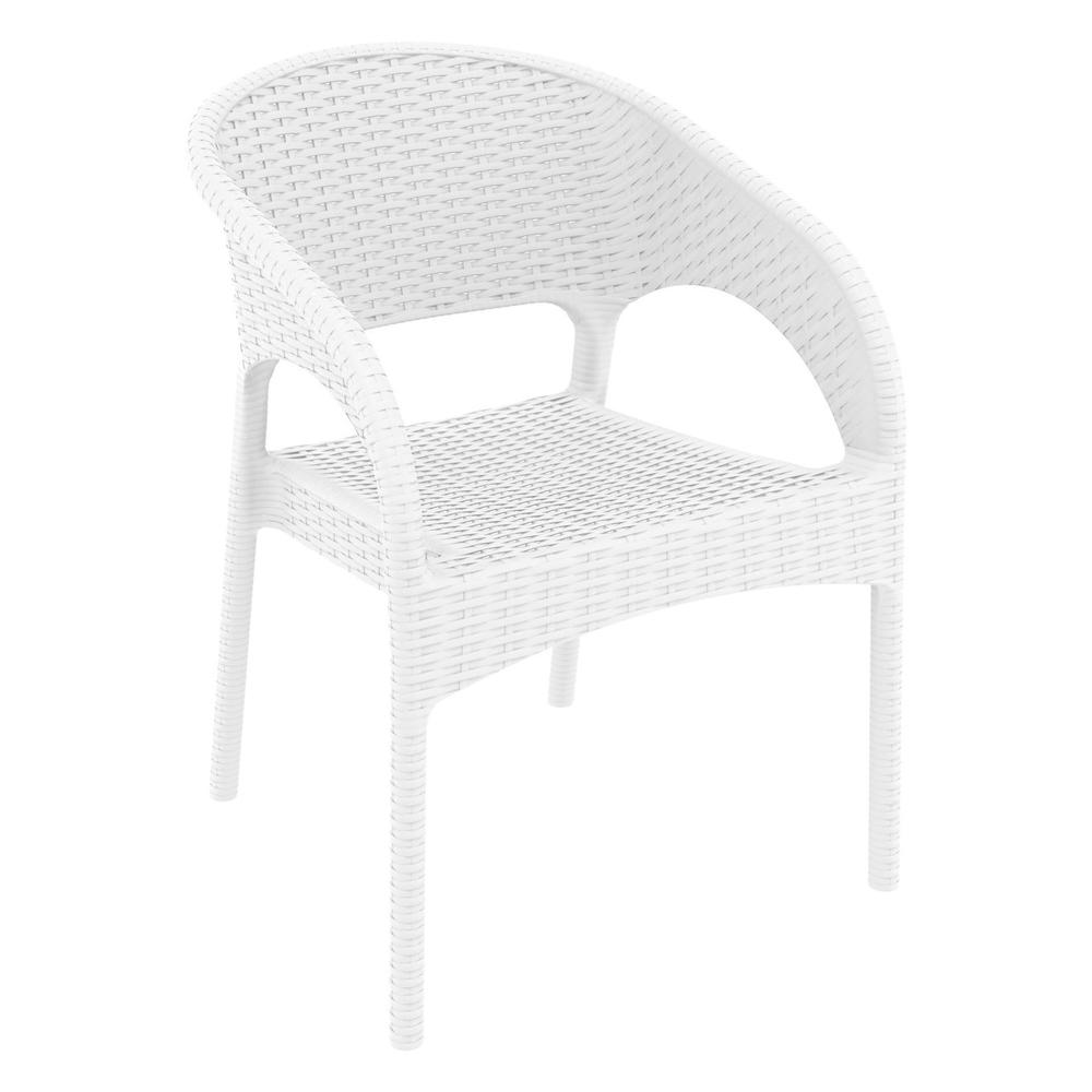 Panama Resin Wickerlook Dining Arm Chair White, Set of 2. Picture 1