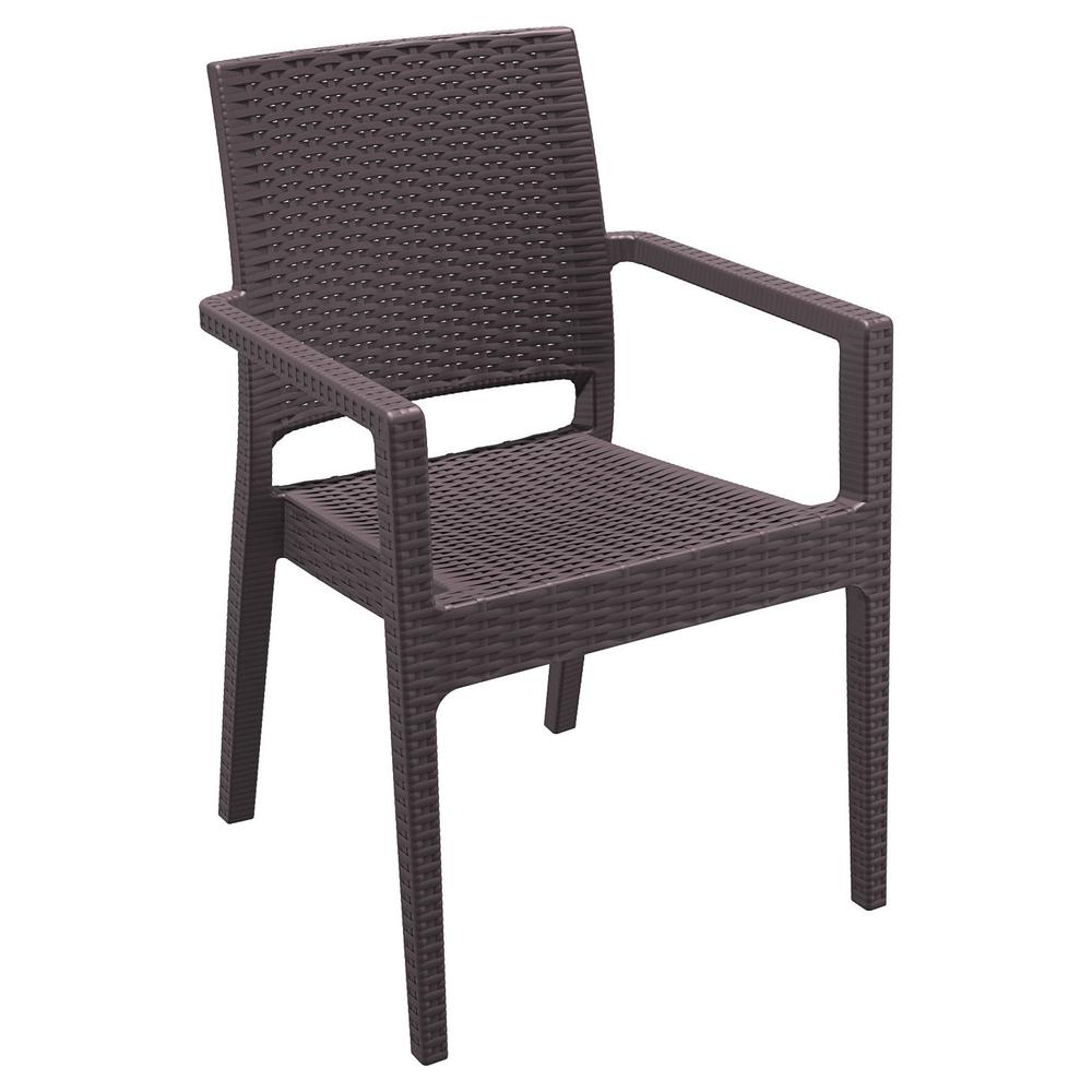 Ibiza Resin Wickerlook Dining Arm Chair Brown, set of 2. The main picture.