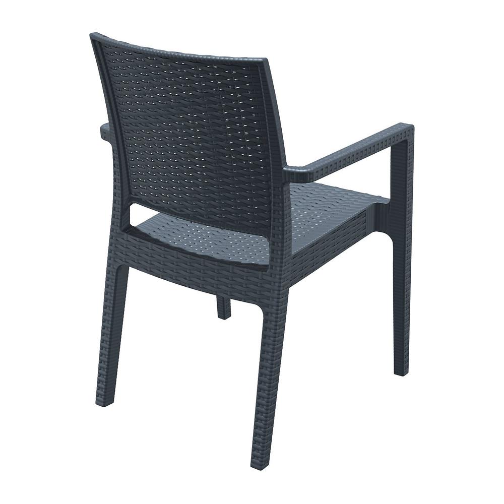 Resin Wickerlook Dining Arm Chair, Set of 2, Dark Gray, Belen Kox. Picture 1