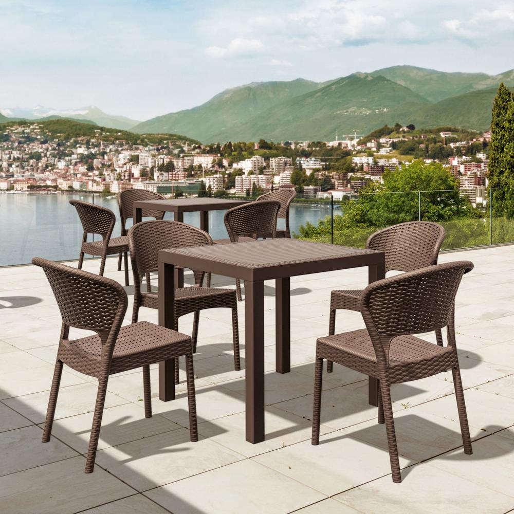 Daytona Wickerlook Square Dining Set 5 Piece Brown with Side Chairs. Picture 3