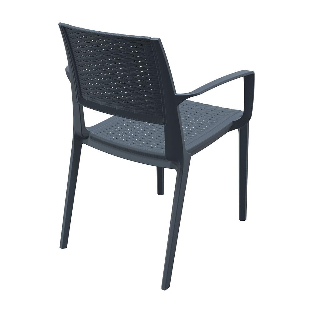 Capri Resin Dining Arm Chair Dark Gray, Set of 2. Picture 3