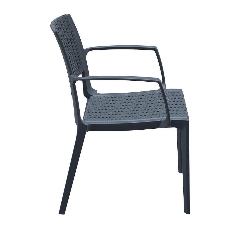 Capri Resin Dining Arm Chair Dark Gray, Set of 2. Picture 5