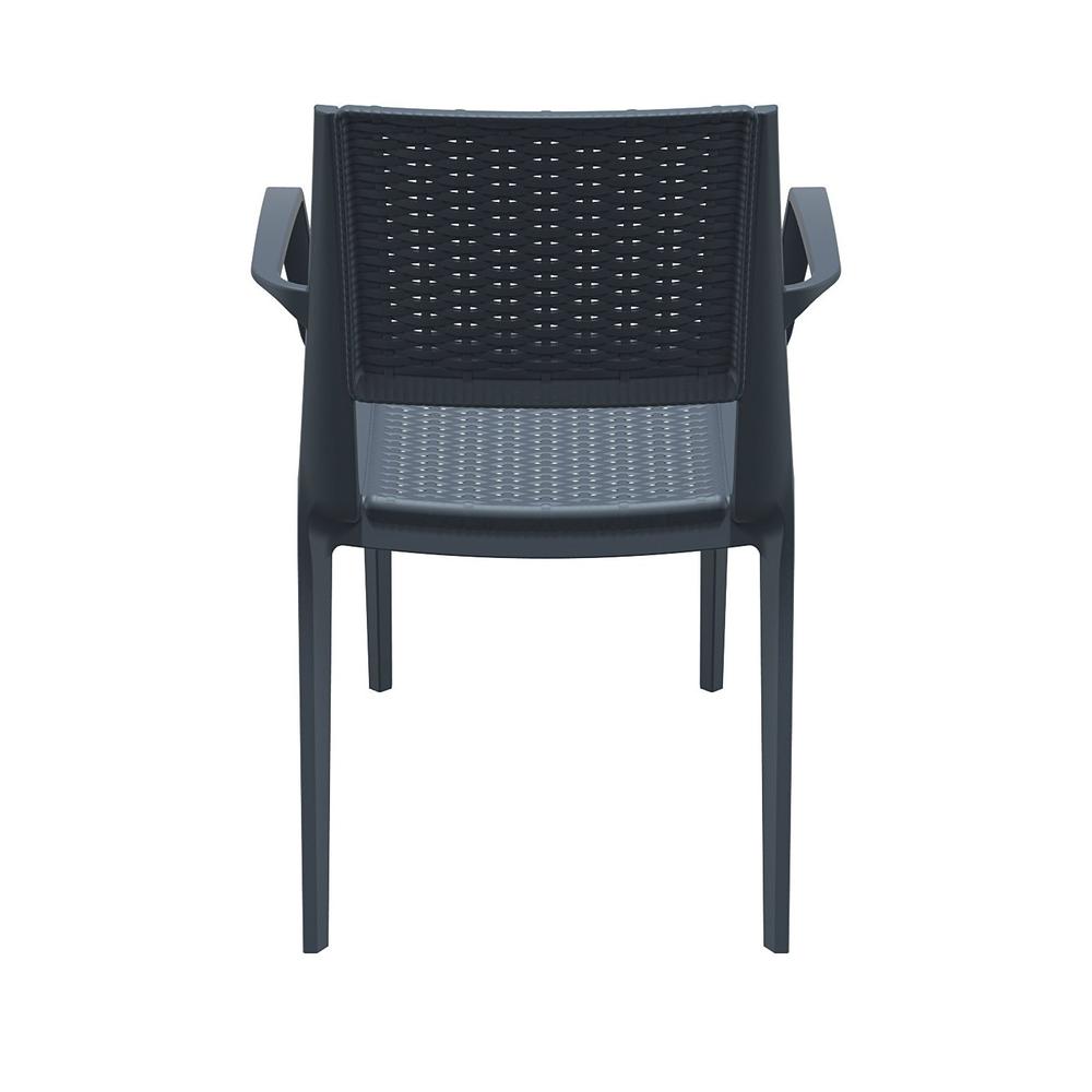 Capri Resin Dining Arm Chair Dark Gray, Set of 2. Picture 6