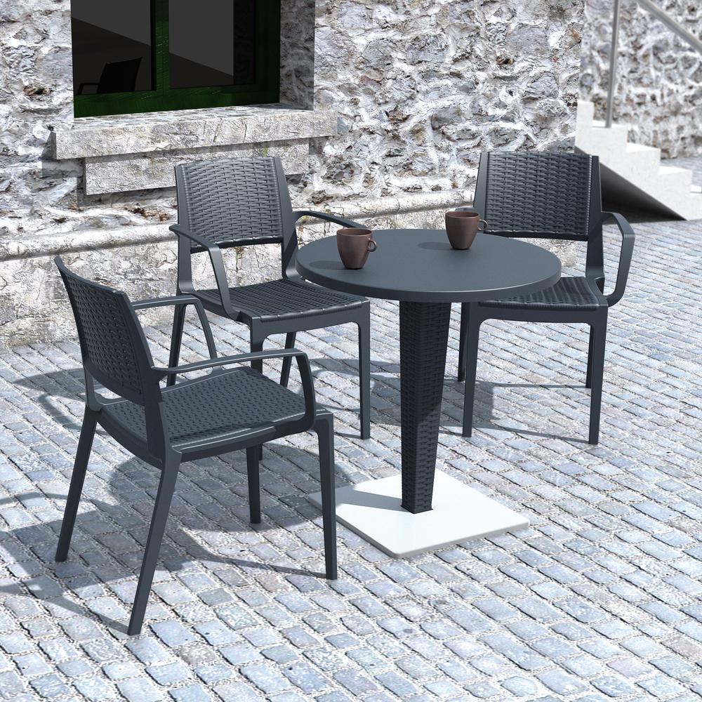Capri Resin Dining Arm Chair Dark Gray, Set of 2. Picture 10