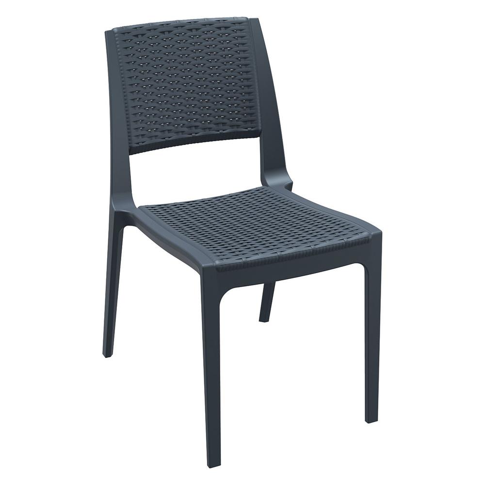 Verona Resin Wickerlook Dining Chair Dark Gray, Set of 2. Picture 1