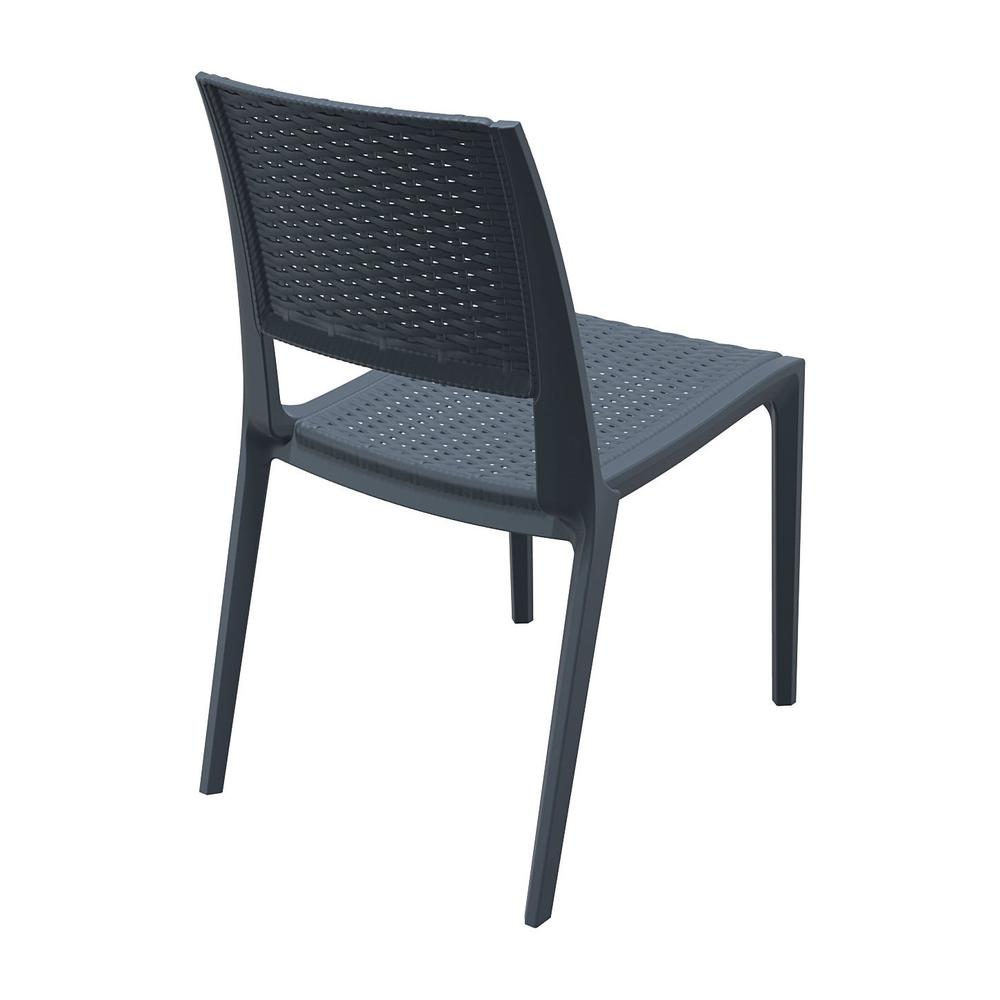 Resin Wickerlook Dining Chair, Set of 2, Dark Gray, Belen Kox. Picture 1