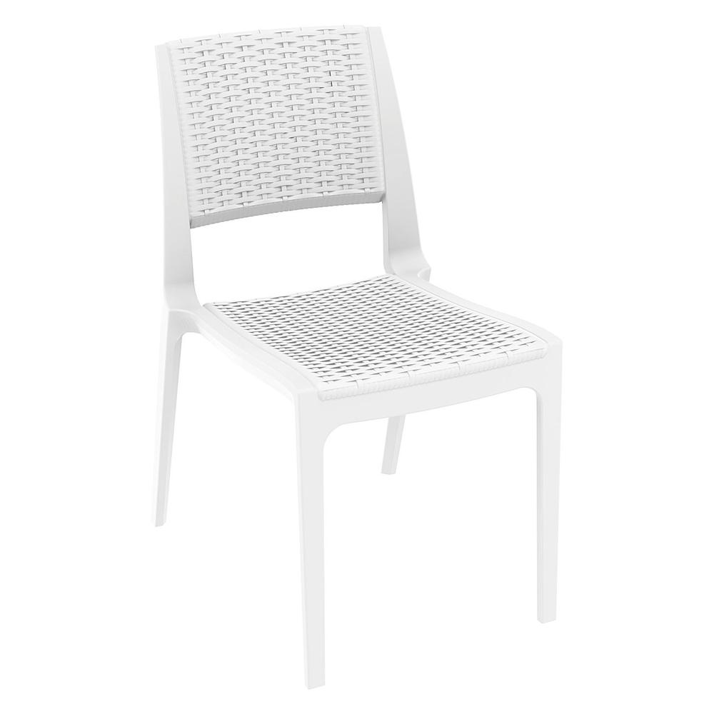 Verona Resin Wickerlook Dining Chair White, Set of 2. Picture 1