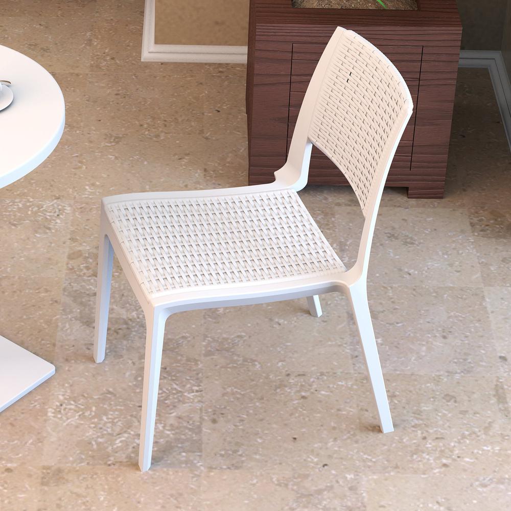 Verona Resin Wickerlook Dining Chair White, Set of 2. Picture 7