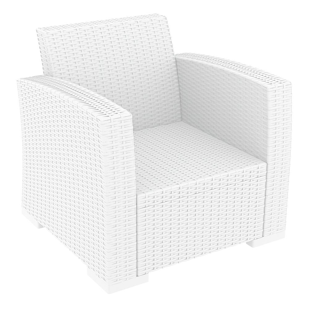 Resin Patio Club Chair with Sunbrella Natural Cushion, White, Belen Kox. Picture 4