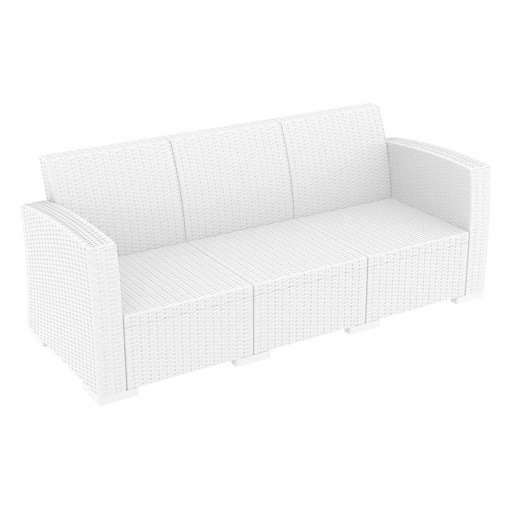 Resin Patio Sofa White with Sunbrella Natural Cushion. Picture 2