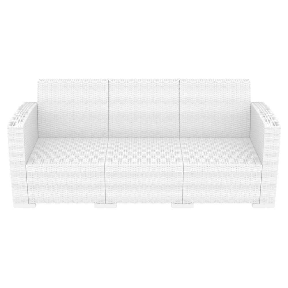 Resin Patio Sofa White with Sunbrella Natural Cushion. Picture 3