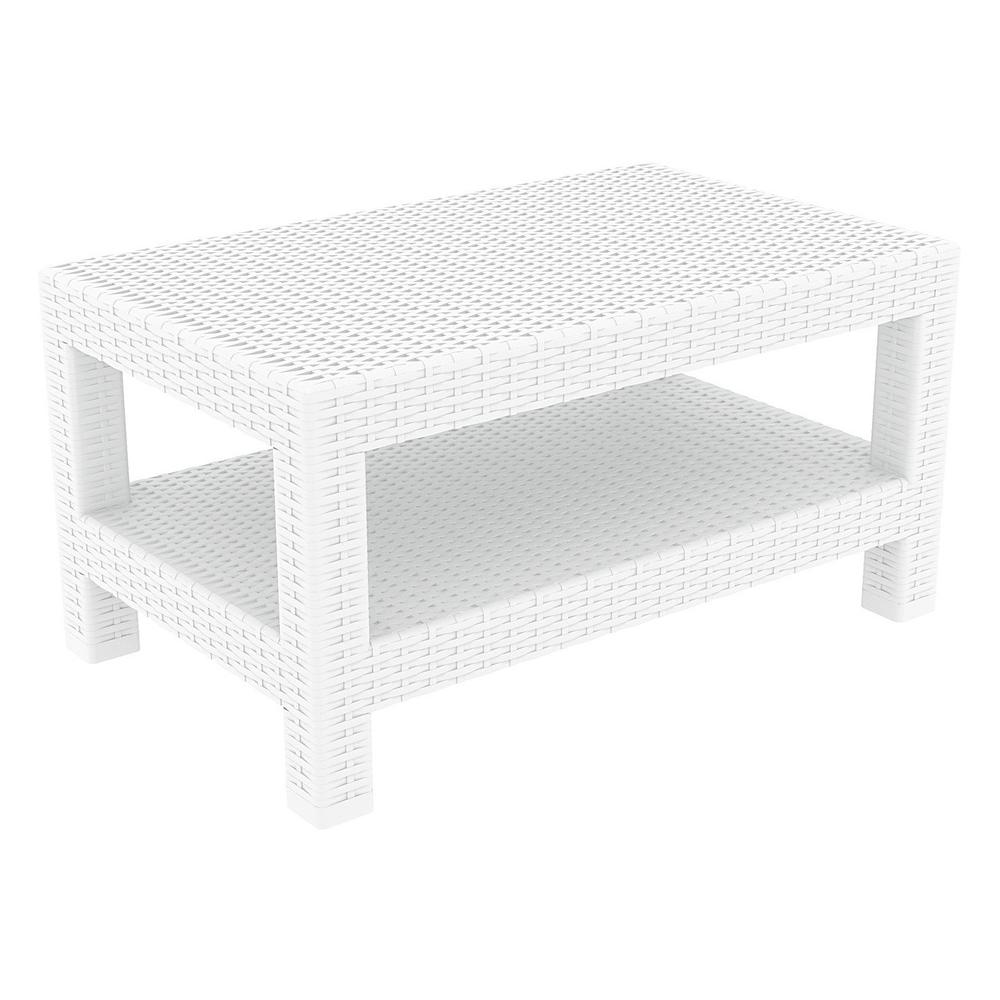 Rectangle Patio Coffee Table, White, Belen Kox. Picture 1