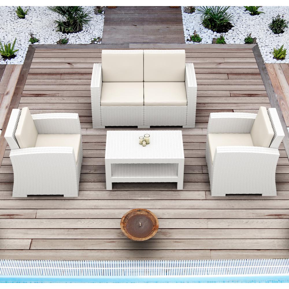 Rectangle Patio Coffee Table, White, Belen Kox. Picture 2