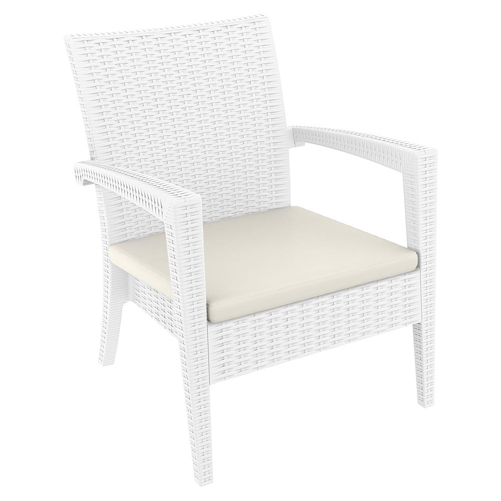 Resin Club Chair with Sunbrella Natural Cushion, Set of 2, White, Belen Kox. Picture 2